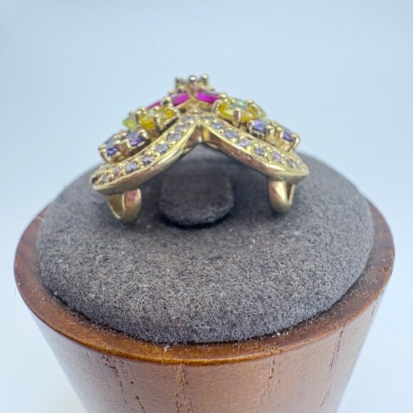 Gold Over sterling Silver 925 Citrine Amethyst CZ Butterfly Slide Pendant 1" L - Picture 4 of 9